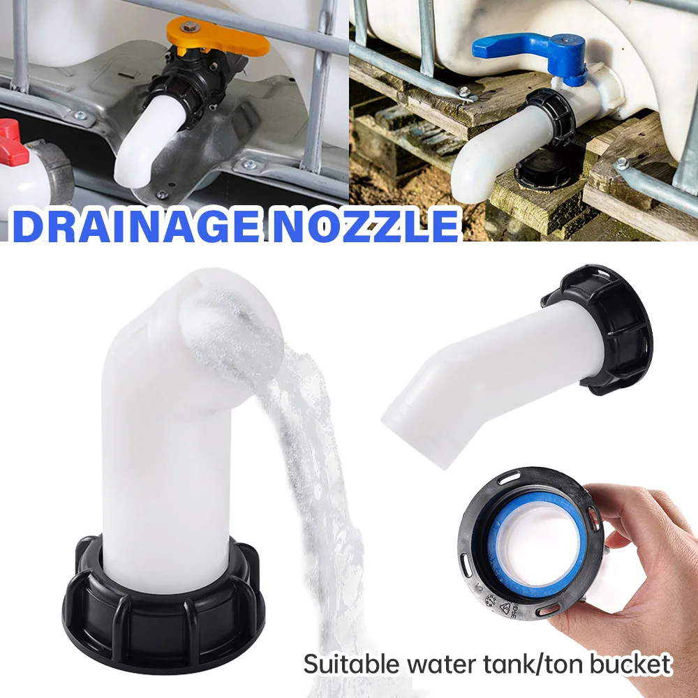Raccord De Vidange IBC 2 Pouces - 2 Pièces Avec Angles 60° Et 90° - Pour Réservoir Eau 1000L, Jardin, Récupération Eau Pluie