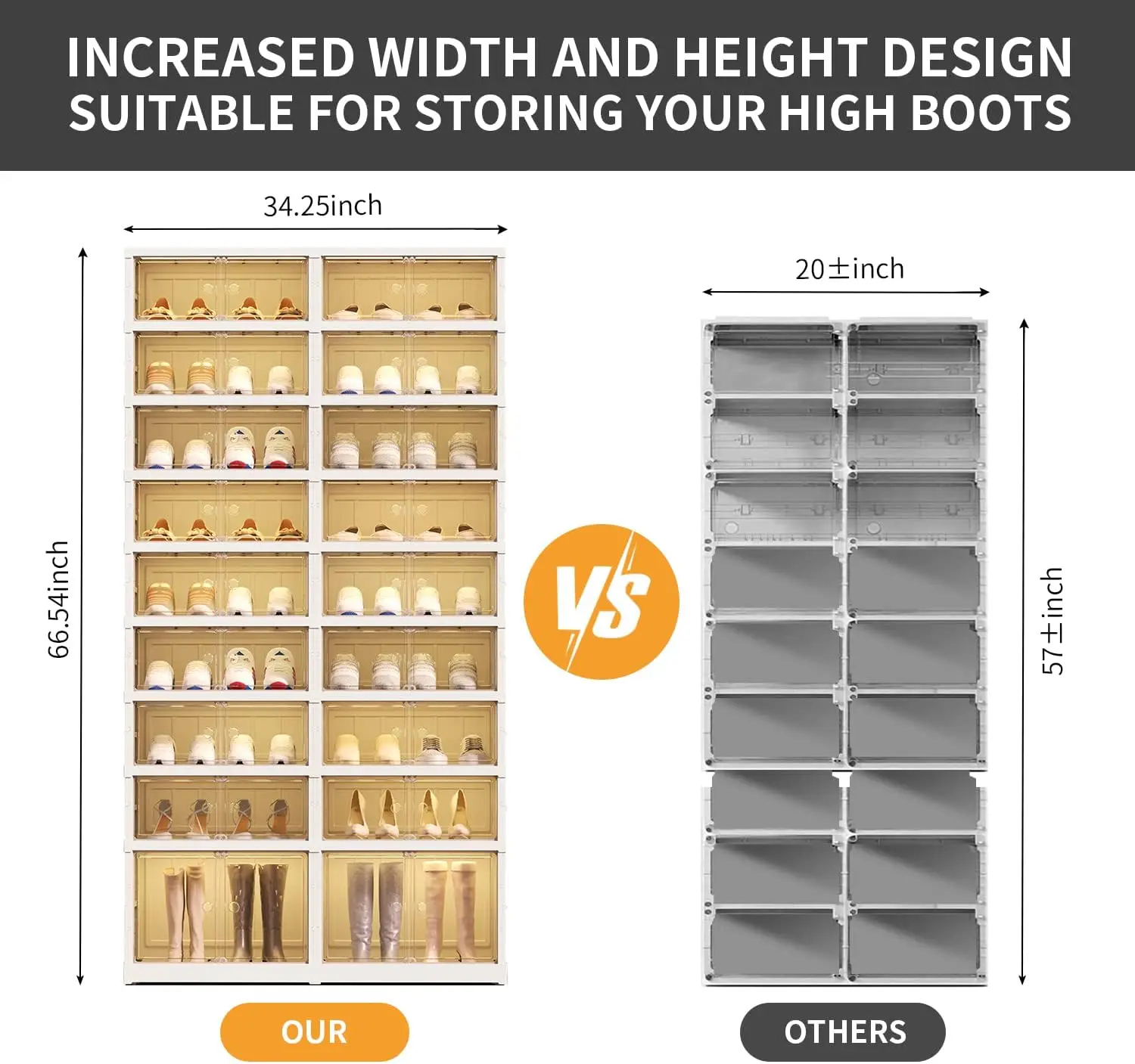 9-Tier  Shoe Rack Organizer for Closet  Plastic Shoe Shelf Collapsible Shoes Storage Box Clear Shoe Boxes Stackab 2