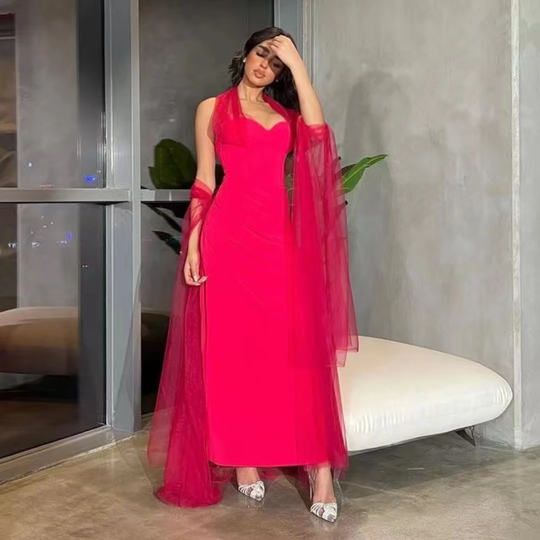 

Lovestory Sweetheart Halter Neck Prom Dresses 2024 Tulle Long Sleeves Birthday Party Women Wear Formal Occasion Evening Gowns