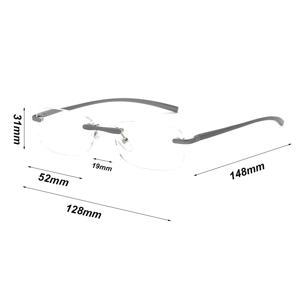 Men Ultra Light Rimless Reading Glasses Alloy Frame Anti Blue Presbyopic Glasses Men's Anti Fatigue Presbyopia Clear Glasses