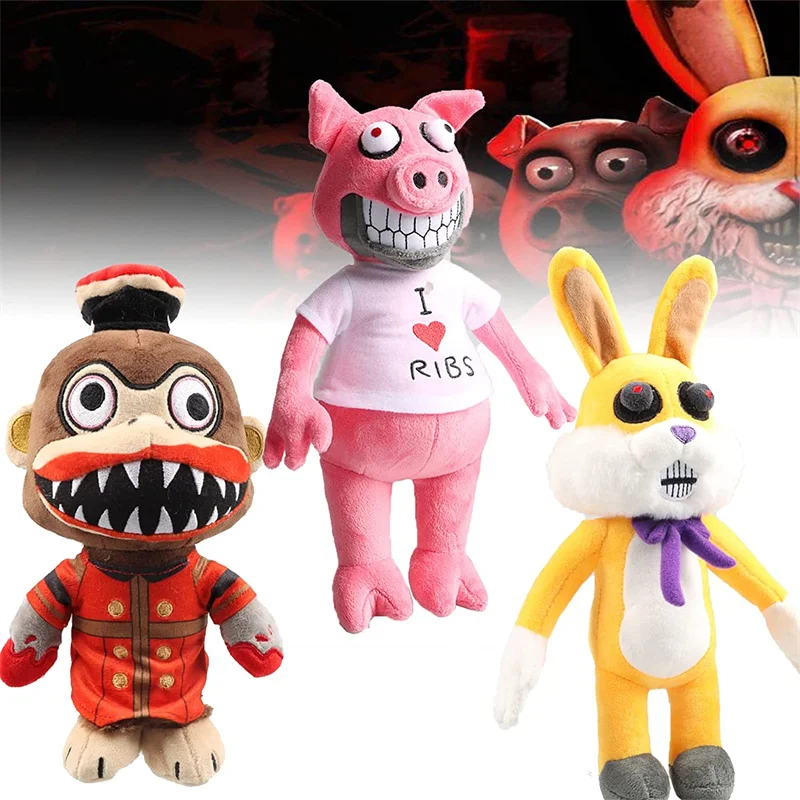 1/2/3pcs Dark Deception Plush Toy Scary Game Horror Stuffed Animal Hangry Pig Lucky Rabbit Murder Monkey Plushie Kids Fans Gifts