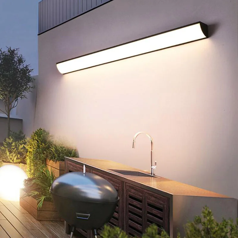 Long Strip Outdoor LED Lâmpada de parede, IP65 Alumínio Luz, Jardim, Villa, varanda, Sconce Lumine, impermeável, 110V, 220V