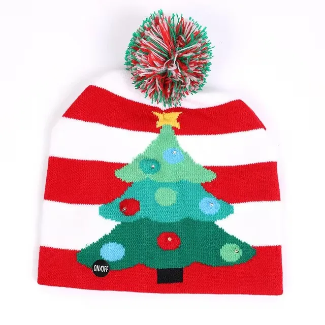 Festive Flashing LED Light-Up Christmas Hat - Snowman Winter Warm Knit Cap