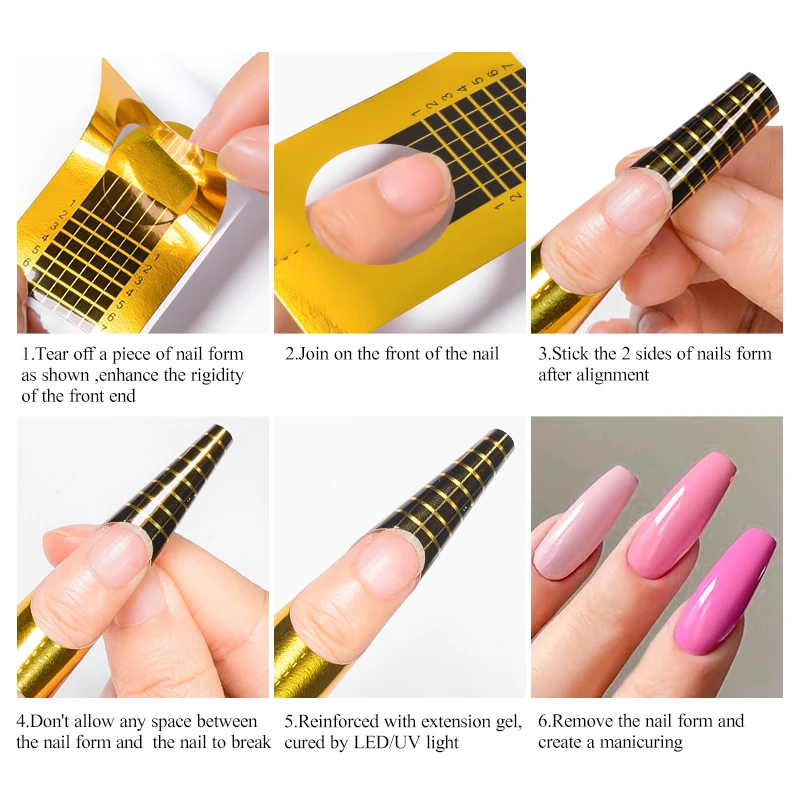 1 Pack French Nail Form Tips Acrylic UV Gel Extension Curl Form Extension Nail Tool Gel Sticker Art Guide Mold Manicure Stencil images - 6