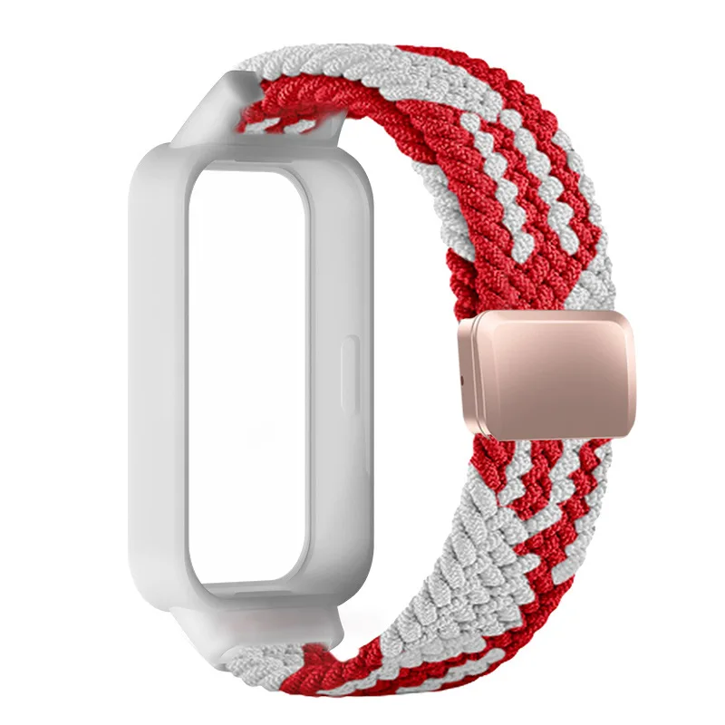Braided Strap with Protective Case for Smart Fitness Bands - Magnetic Nylon Bracelet Cover