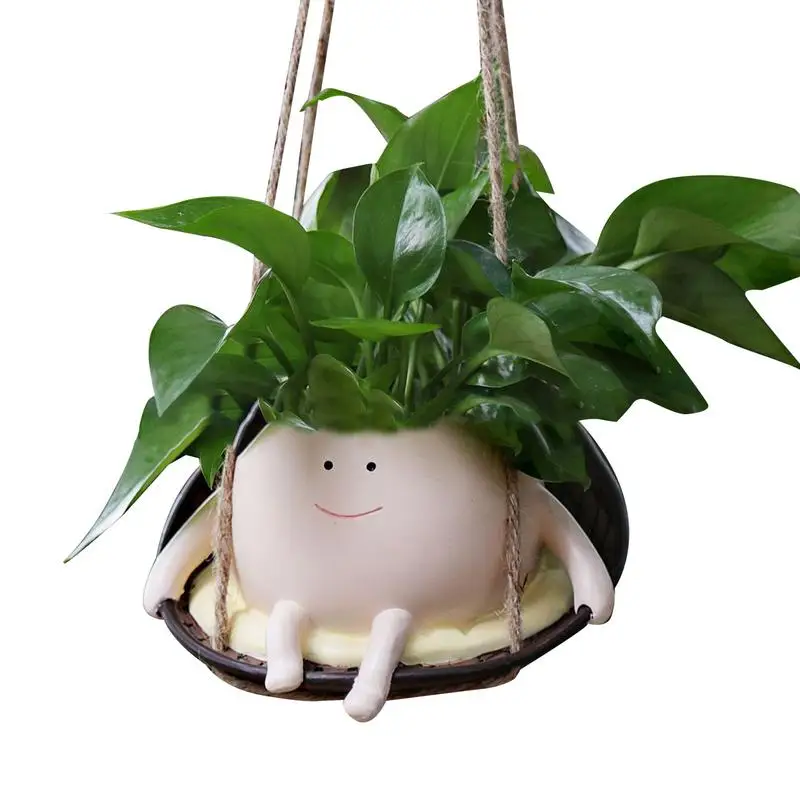 

Swinging Plant Pot with Face hanging chair flower pot Head Planter Succulent Planter for Work Area Garden courtyard layout