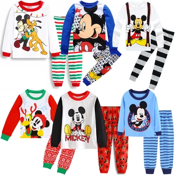 Kids Mickey Cotton Pajama Set – Spring Autumn Cartoon Sleepwear for Boys & Girls 1