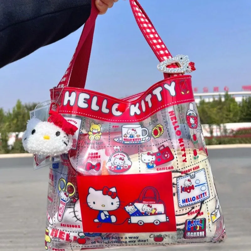 

Женская вместительная сумка Kawaii аниме милая мультяшная ПВХ водонепроницаемая сумка для покупок через плечо прекрасные игрушки подарки для девочек