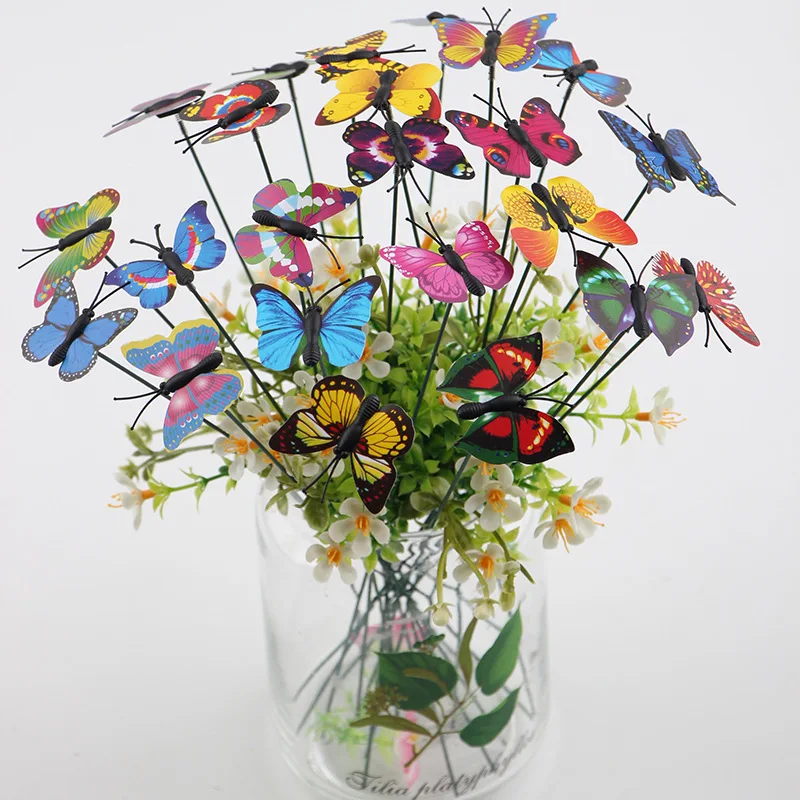 50-10Pcs Simulation Schmetterling Bunte Schmetterling Stakes Home Garten Hof Pflanze Blumentopf Mehrzweck Schmetterling Dekoration – Detail 7