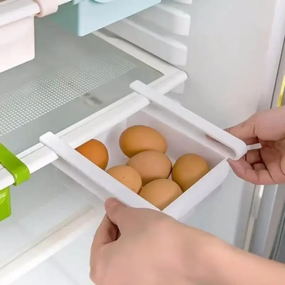 1 Pcs Scalable Refrigerator Storage Basket Living Room Home Storage Box Egg Storage And Organizing Box Refrigerator Shelf