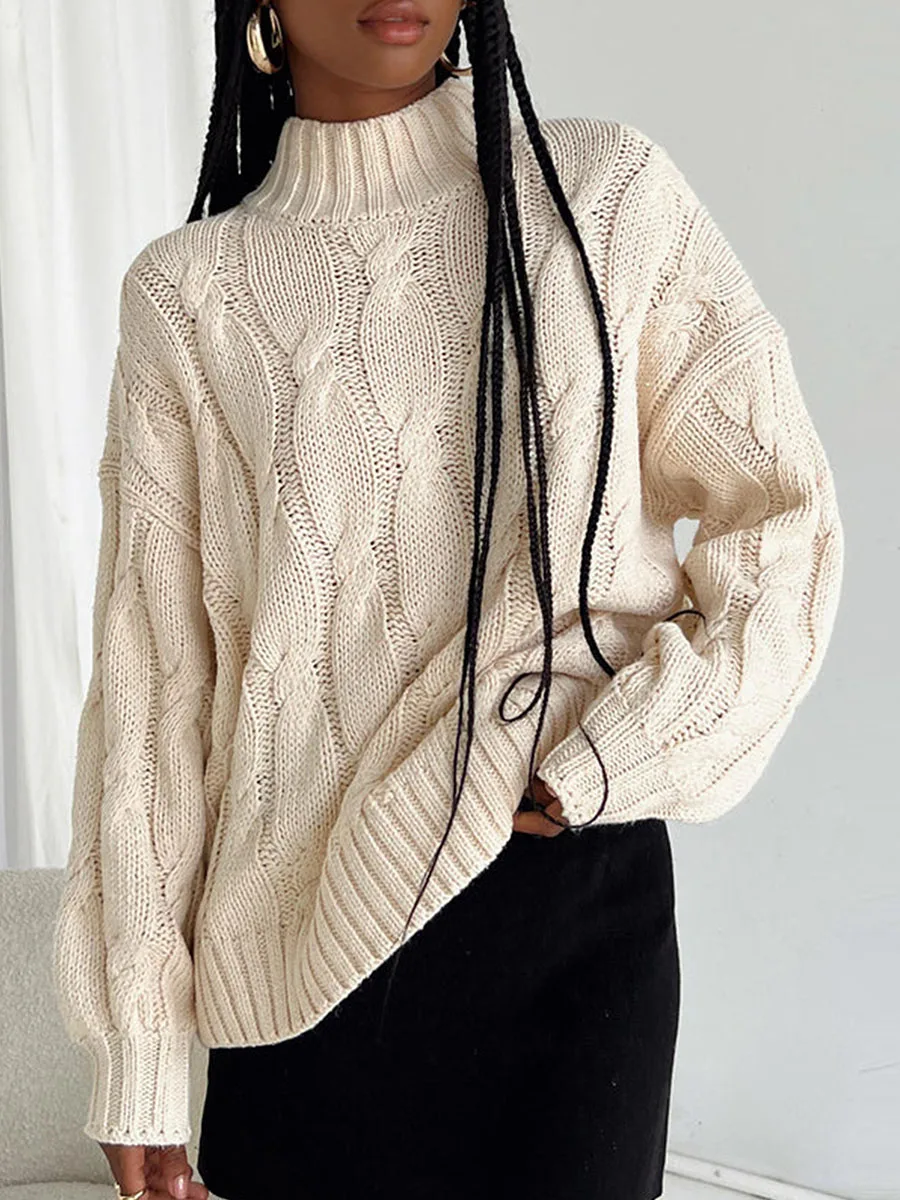

2023 Autumn Winter Turtleneck Sweater Womens Long Sleeve Knitted Jumpers Thicken Warm Pullovers Sweaters Femme Clothes