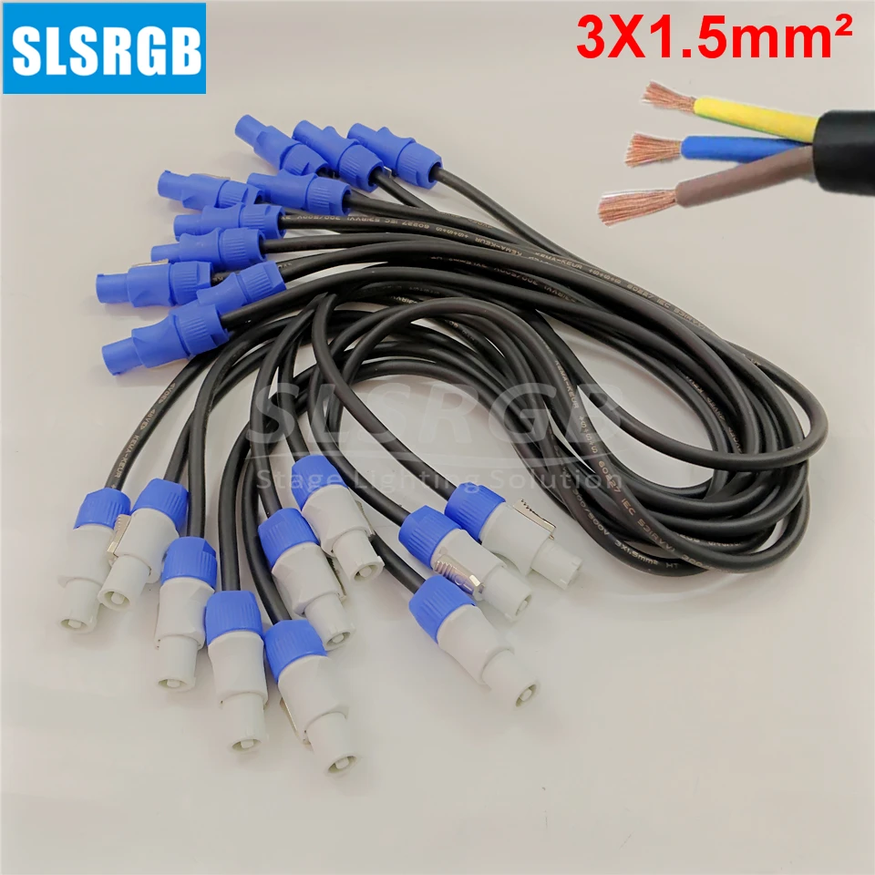 dmx cable moving head light power cable 3X1.5mm&sup2; 1.5SQ copper core 20A Powercon Cable Beam Moving Head Light hand in hand Extension Blue/Grey PowerCon Connector Cable