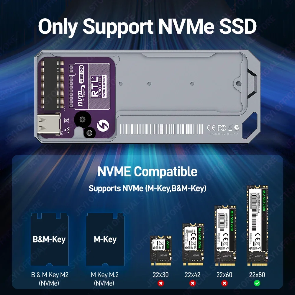 External Hard Drive Case JEYI M.2 2280 NVMe SSD Enclosure RTL9210 Chip Support USB 3.2 10G UASP Trim With Mecha Aluminum Shell external hard drive case ssd enclosure external hard drive box hard drive enclosure hdd case enclosure
