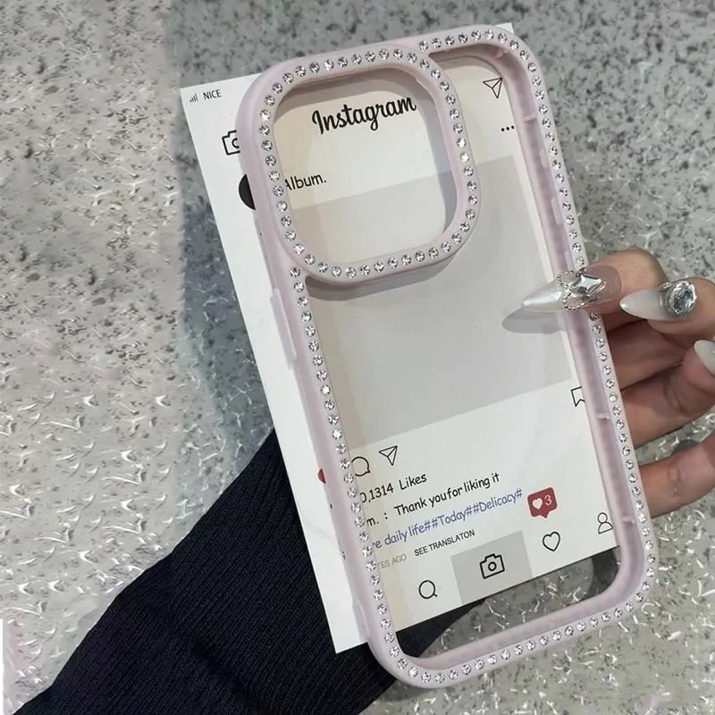 Crystal Clear Rhinestone Glitter Shockproof Phone Case Back Cover