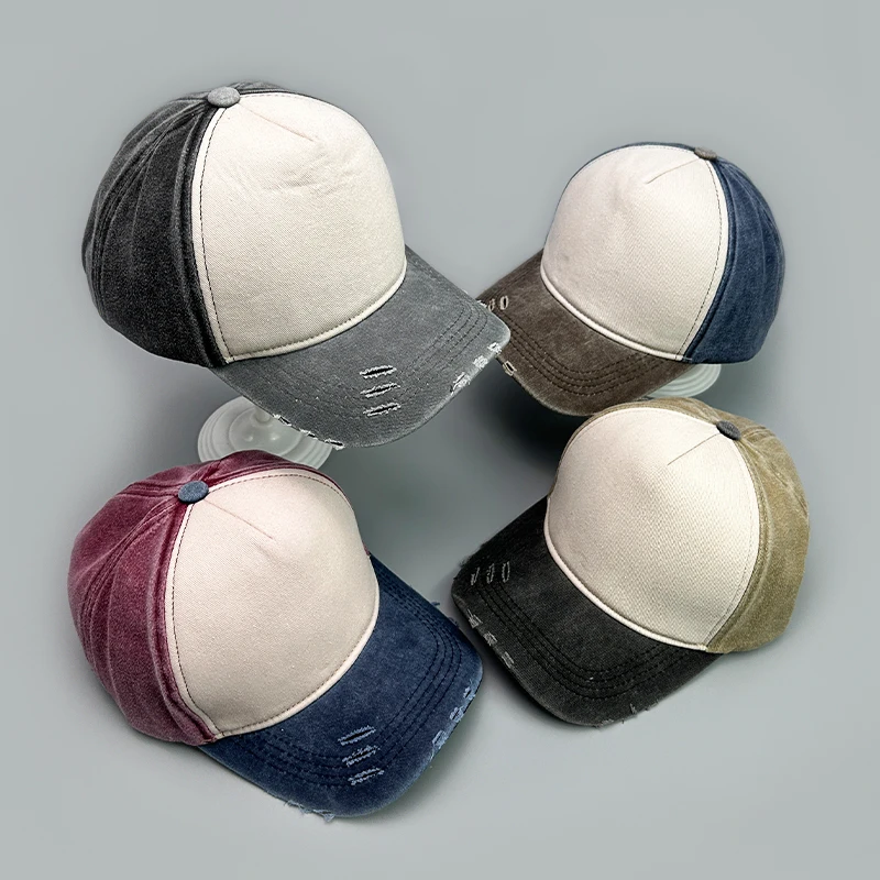 Retro solide Baseball-Hüte neue Unisex atmungsaktive gebrochene Stil Sonnenschirm Farb block Schirmmützen vielseitige Mode lässig im Freien
