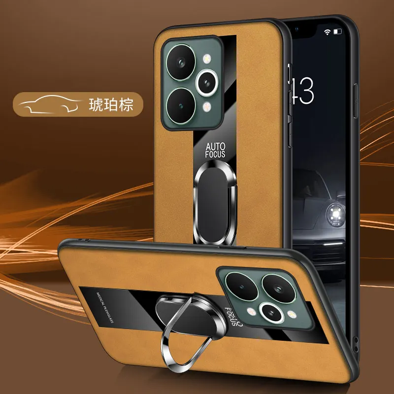 Leather Skin-Friendly Anti-Drop Stand Case in Business Style