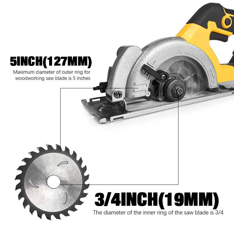 5 Inch Brushless Circular Saw Cordless Rechargeable Chainsaw Battery Set Woodworking One-hand Chainsaw For Dewalt 20v Battery - Image 3