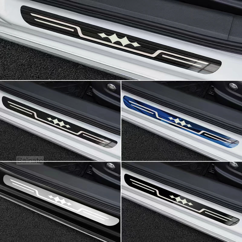 BYD 레오파드 5 8 BAO 5 8 티타늄 3 7용 자동차 스테인리스 스틸 도어 실 스커프 플레이트, 카본 파이버 문턱 보호 스티커