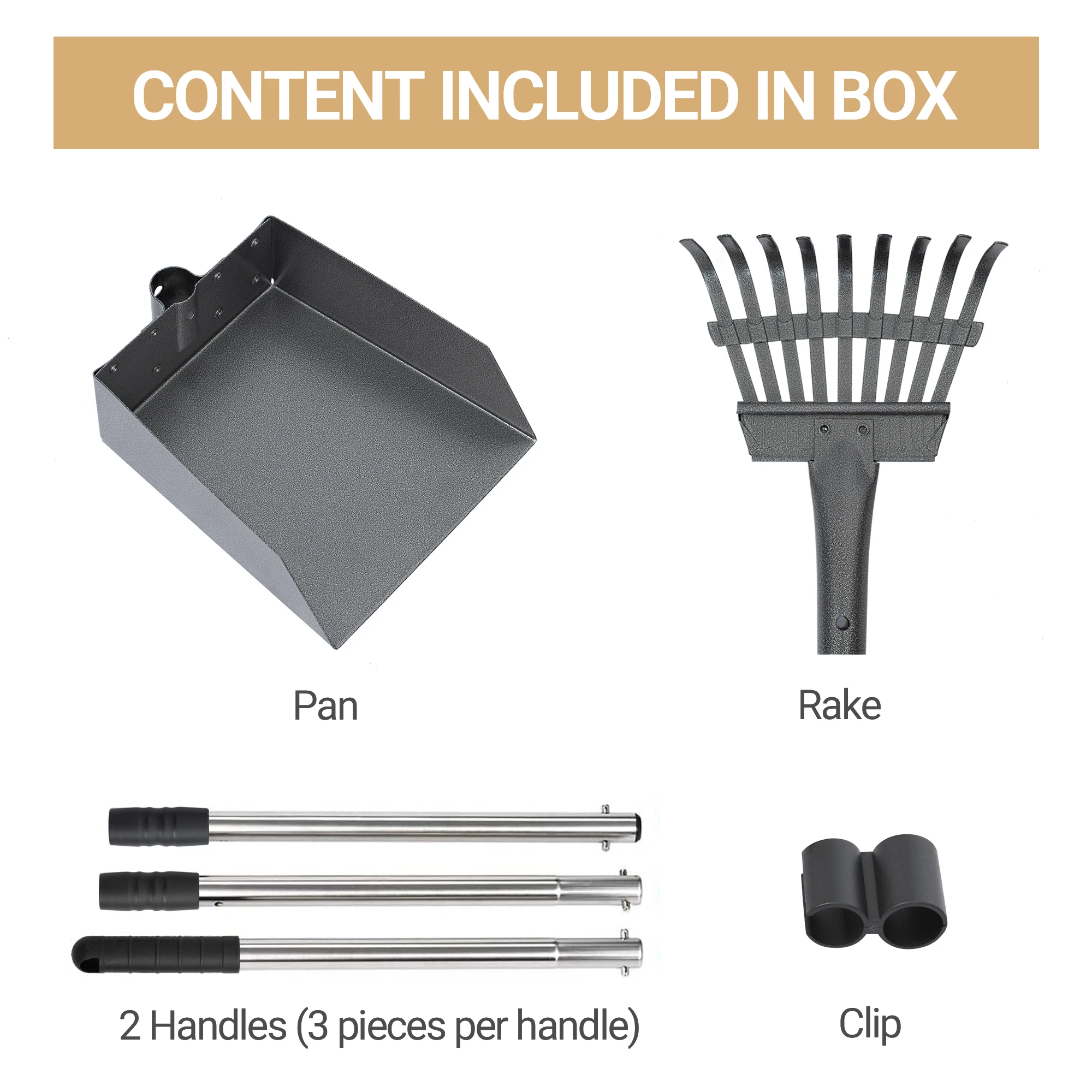 Dog Pooper Scooper, Dog Poop Tray and Rake Set 5