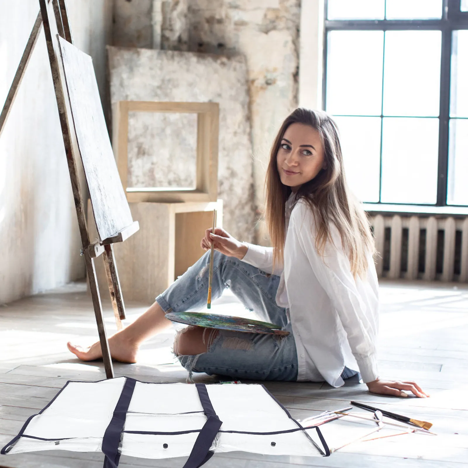 대형 휴대용 미술 도구 정리 가방, 두꺼운 어깨끈, 페인팅 보드 캐리어, 그림 보관용 미술 용품 수납 가방