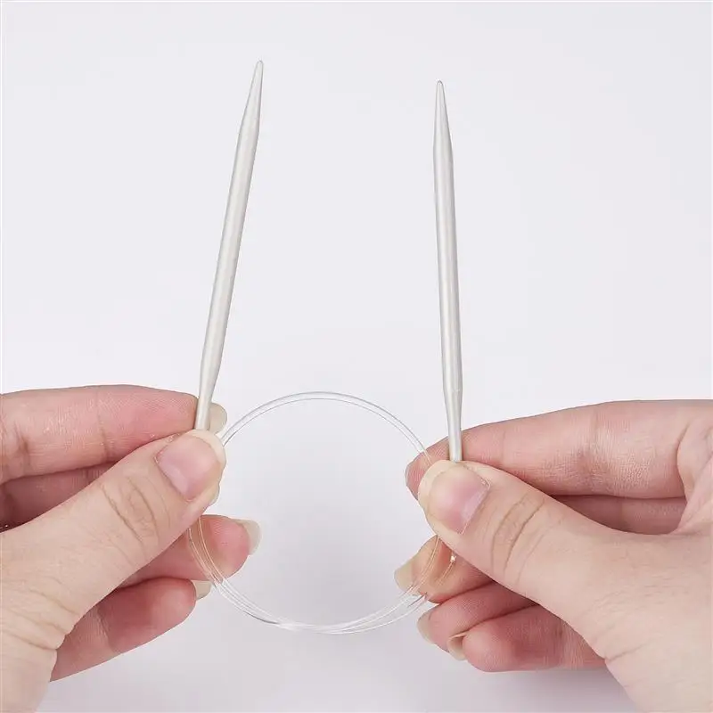 2.0-8mm Sweater Knitting Needle Stainless Steel Ring Needlework 40cm Weaving Circular Knitting Needlework Kits DIY Knitted Tool