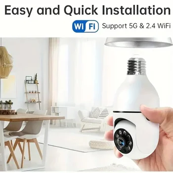 Ease Life App 1080P 2.4G E27 Light Bulb Security Camera Indoor Outdoor Wireless WiFi Camera Color Night Vision Motion Detection 1
