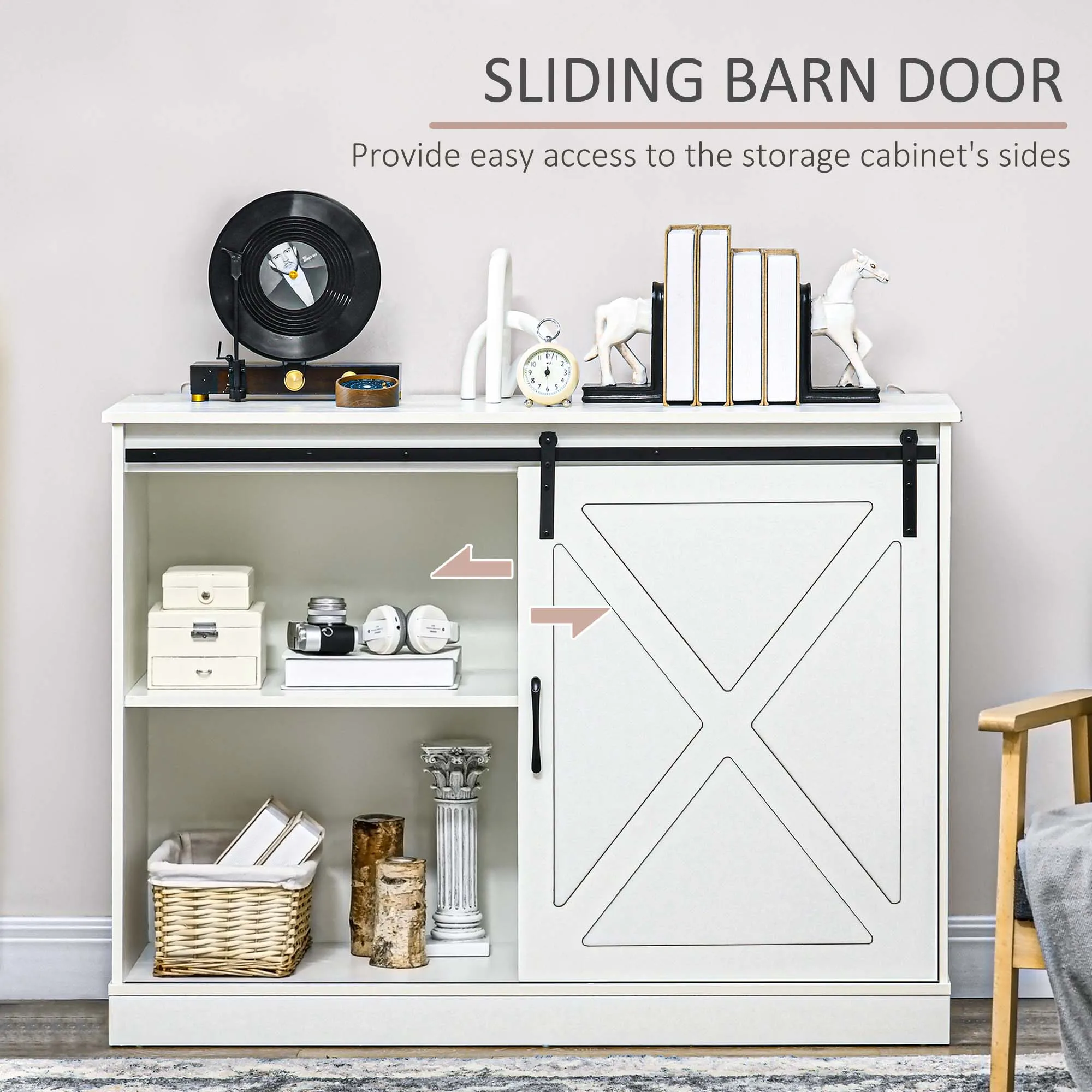 Homcom Farmhouse Coffee Bar Cabinet, Kitchen Sideboard, Buffet Cabinet