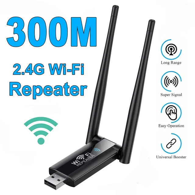 2.4G 300Mbps Wireless USB WiFi Repeater Extender WiFi Signal Amplifier Booster Long Range Wi-Fi Router Home Network Extension 1