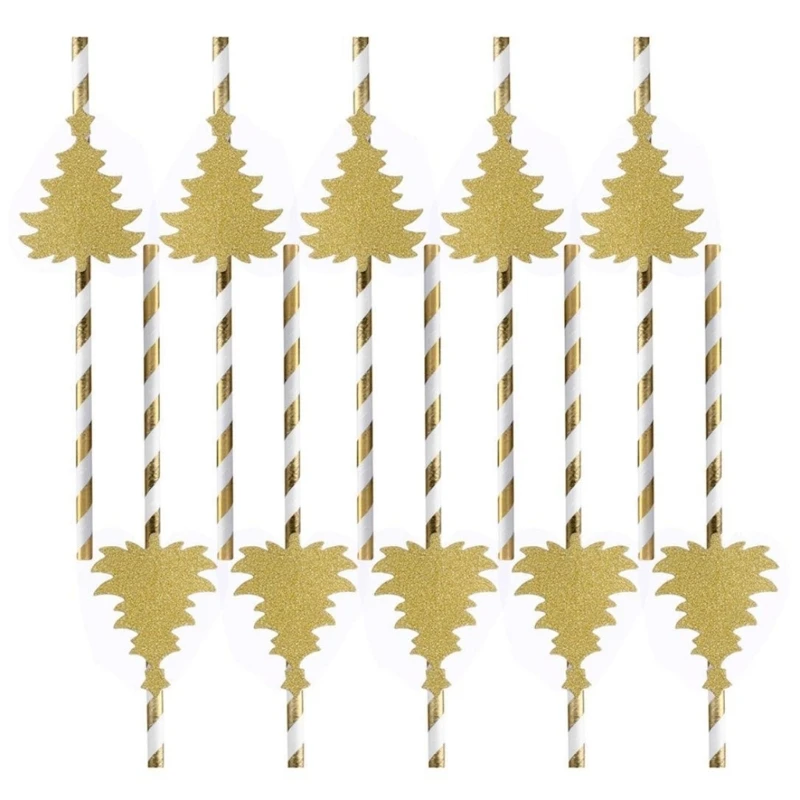 30 Pcs Disposables Drinking Straws Christmas Paper Straws Recyclable Striped for Coffee, Milk, Juice, Cocktial