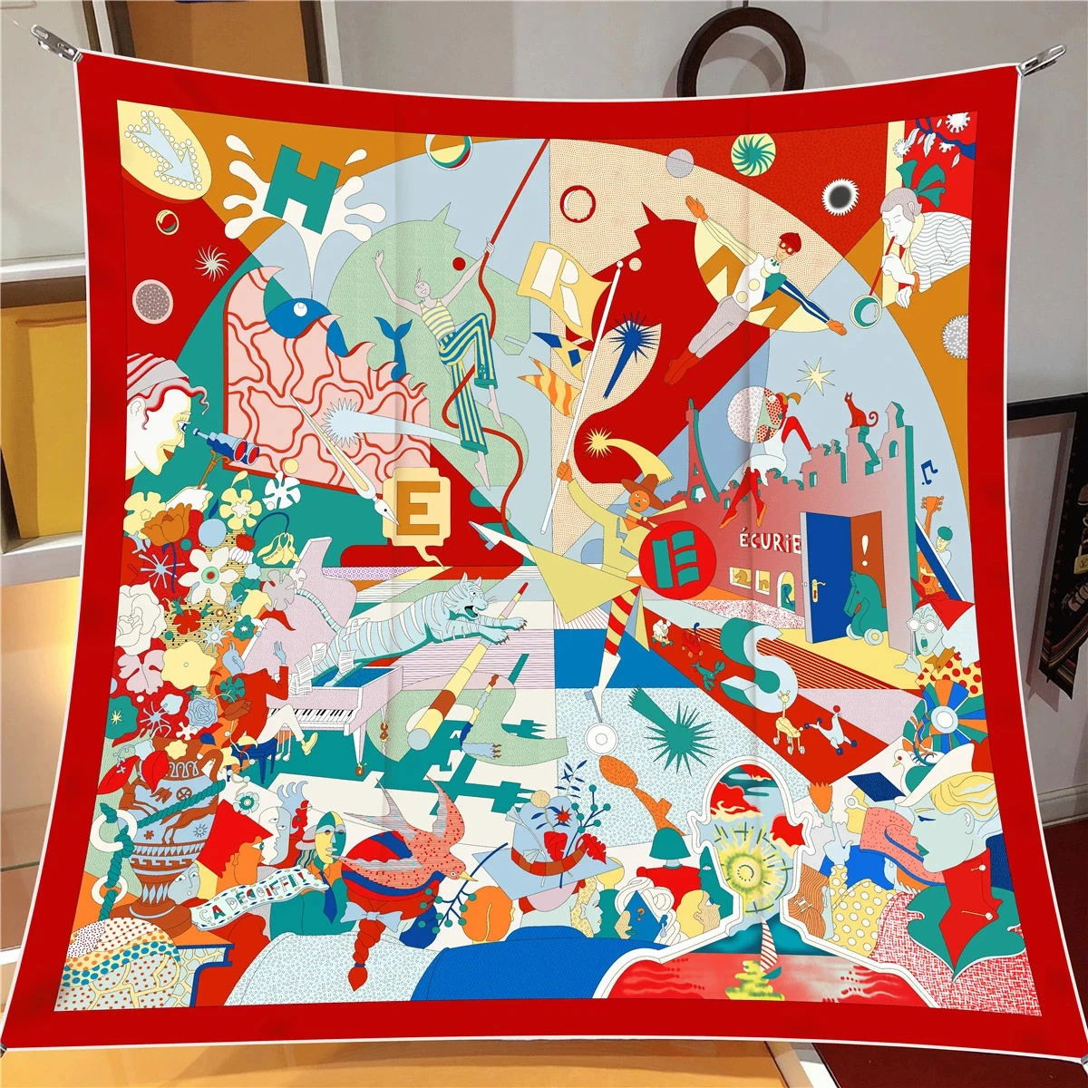 90*90CM Brand Silk Scarves Colour Horse 100% Twill Silk Scarf Women Shawls Luxury Design Hijab Scarf Fashion Square Scarves 4