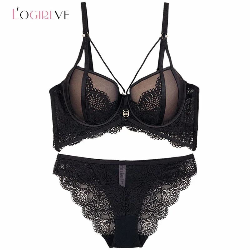 Logirlve Fashion Bandage Lace Lingerie Set Ultrathin Underwear Set Push-up  Bra And Panty Sets Hollow Brassiere Gather Sexy Bra - AliExpress