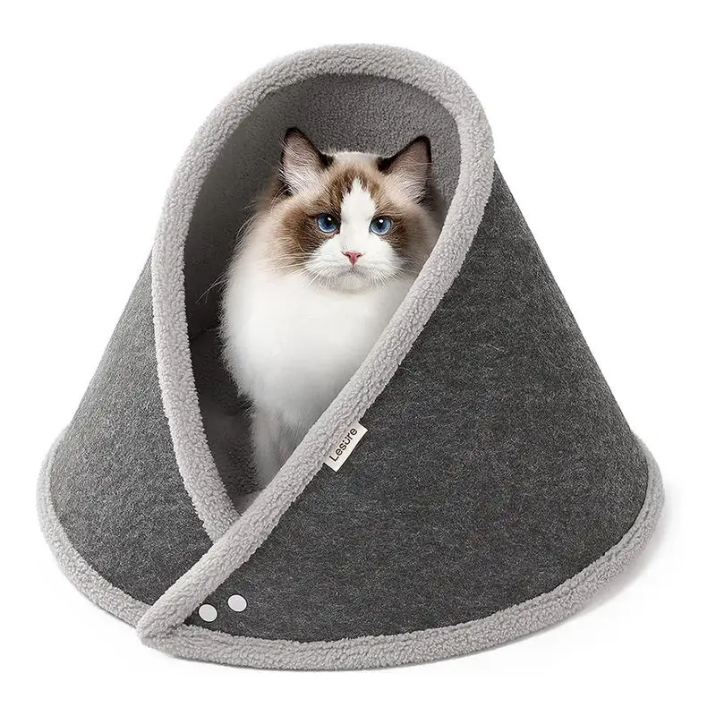 

Portable Breathable Felt Pet Bed Cat Cave House Semi Enclosed Pet Nest Detachable Cat Basket Bed Cat Sleeping Cave Bed For Cats