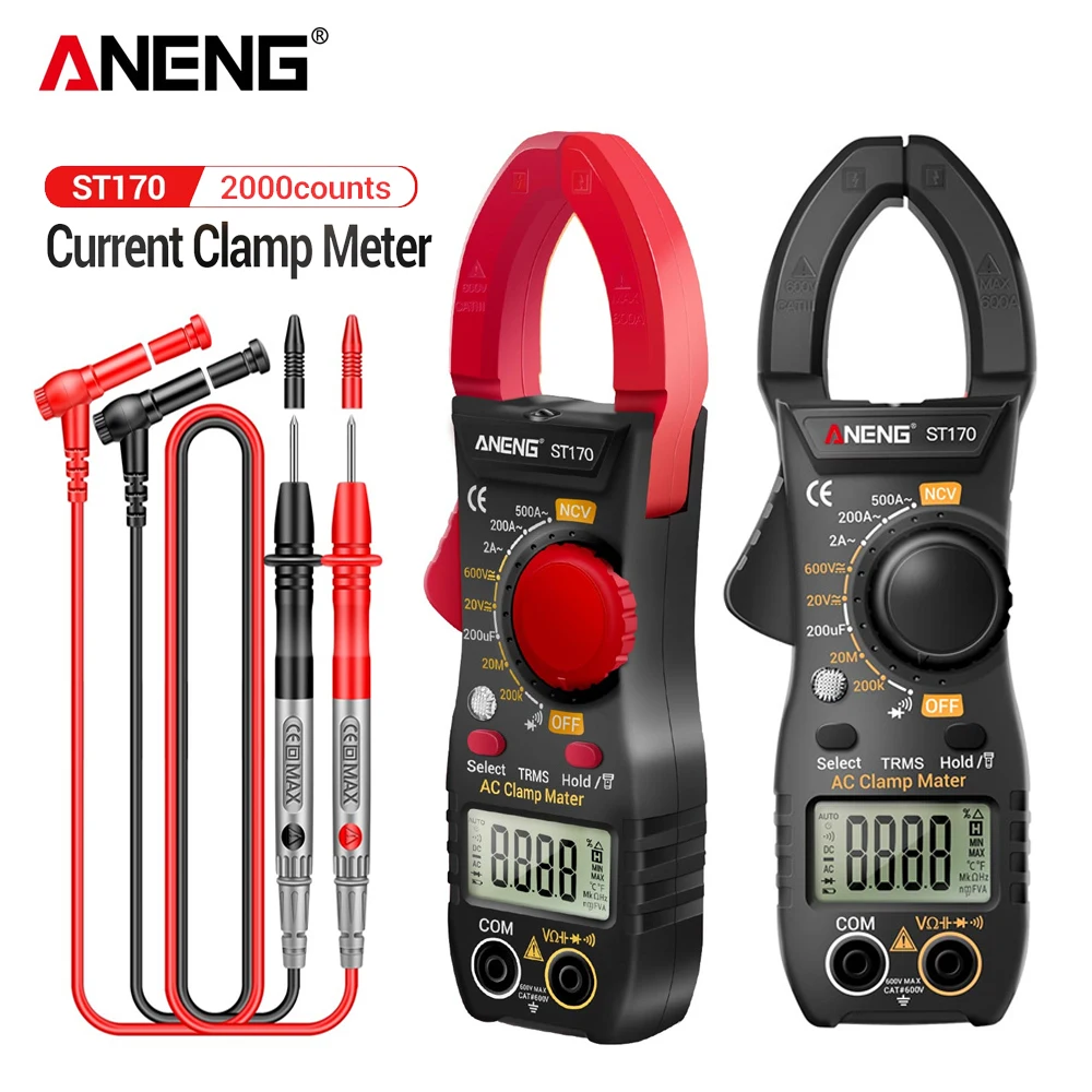 ANENG ST170 Digital Clamp Meter 500A AC Current Multimeter 1999 Counts AC/DC Voltage Tester Hz Capacitance NCV Ohm Diode Test