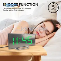 Led Alarm Clock Mirror Curved Screen Digital Alarm Clock With Sleep Temperature For Students Bedroom Living Room Office School 1