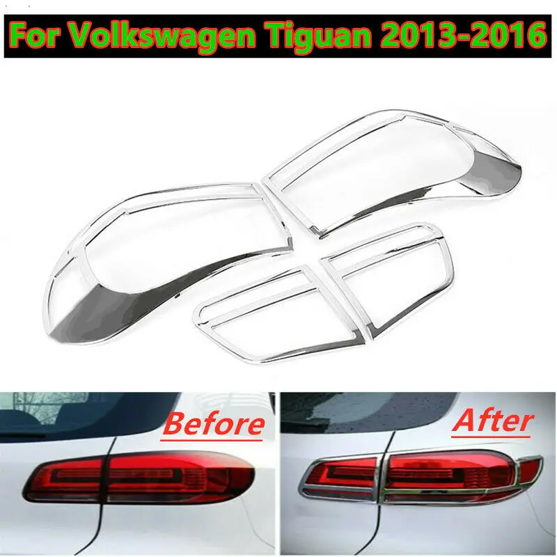 

4PCS Rear Tail Light Lamp Frame Trim Chrome ABS Cover For Volkswagen Tiguan 2013 2014 2015 2016