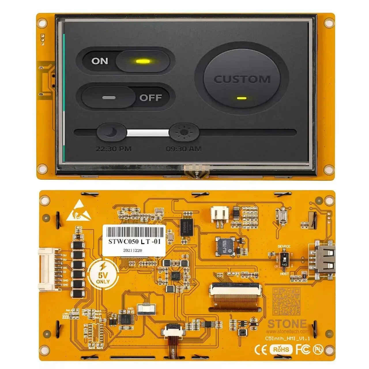 

5-дюймовый ЖК-дисплей TFT дисплей HMI, интеллектуальная серия RGB 262K, цветная резистивная сенсорная панель для управления промышленным оборудованием