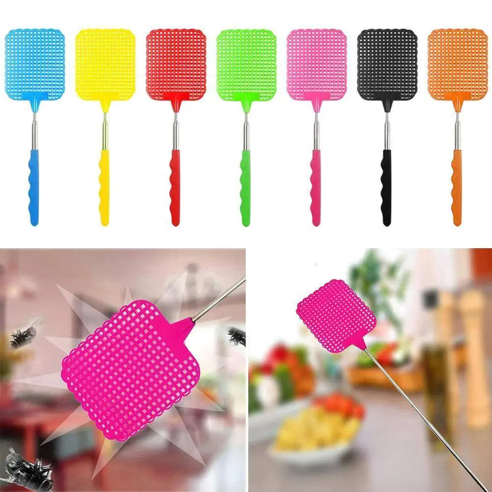 Fly Swatter 28cm Adjustable Plastic Fly Swatters Home Long Handle Flyswatter Flapper Insect Killer can extend to 73cm