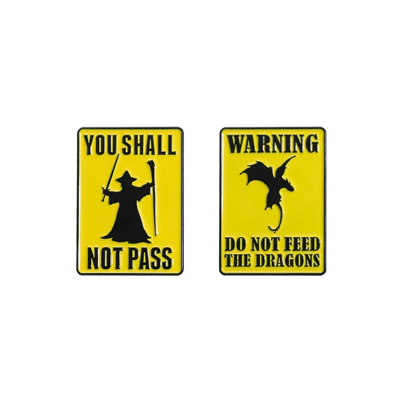 Witch Metal Warning Signs Brooch You Shall Not Pass Enamel Pins Punk Geometric Metal Brooches Backpack Lapel Badges Jewelry Gift