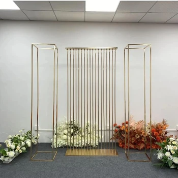 다리미 사각 스크린 도금 꽃 스탠드, 웨딩 아치 소품 배경, 기하학적 선반, 케이크 기둥, 생일 파티 용품 프레임, 2M