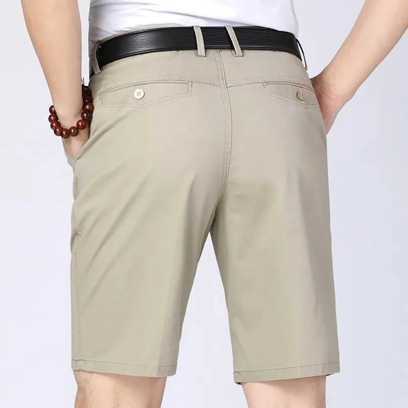 Classic Mens Cotton Shorts Men Stretch Casual Shorts Bermuda Knee Shorts Golf Sports Summer Cool Breathable Shorts Khaki Beige sub image 3
