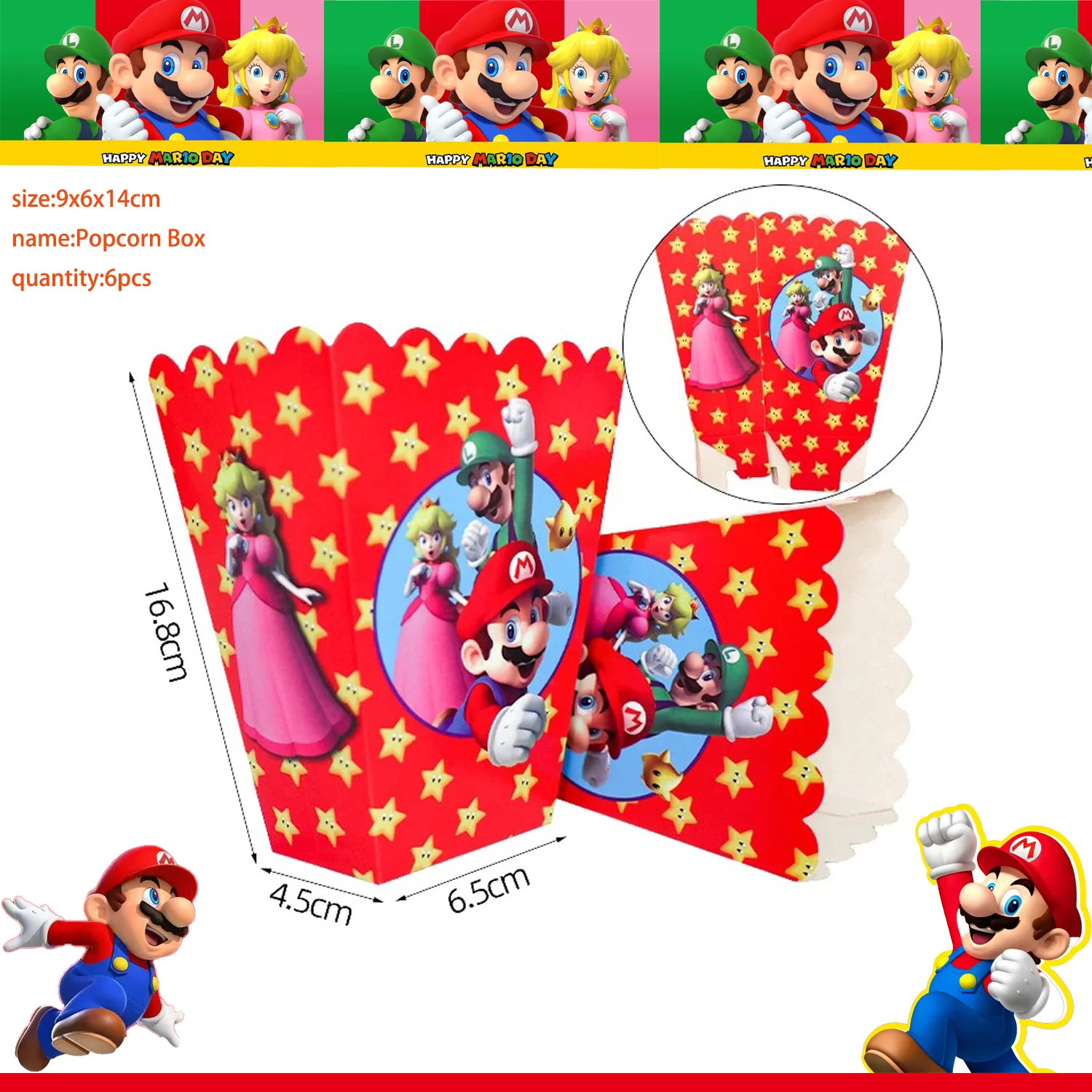 thumbnail image 1 of Nueva decoración de cumpleaños de Mario, suministros para fiestas de dibujos animados de Super Bros, vajilla desechable para niños, pegatinas, platos, globos, vasos de papel, juguetes, 1 of 5