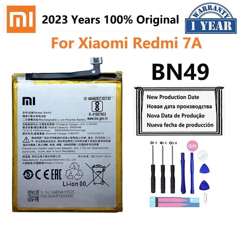 

Orginal Xiao mi 100% New BN49 4000mAh Battery For Xiaomi Redmi 7A Redmi7A Phone Replacement Batteries Bateria