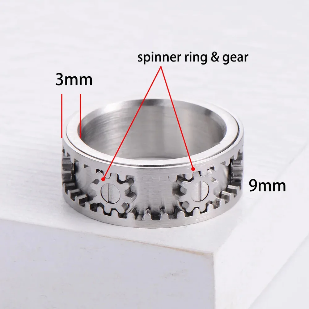 Men's Titanium Steel Rotatable Anti-Anxiety Gear Ring