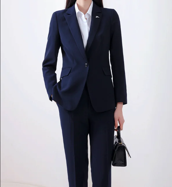 Tesco Business Suit For Women Work Wear Solid One Button Blazer+Pants Slim Fit Outfits For Office Lady Formal Female Suit Sets
