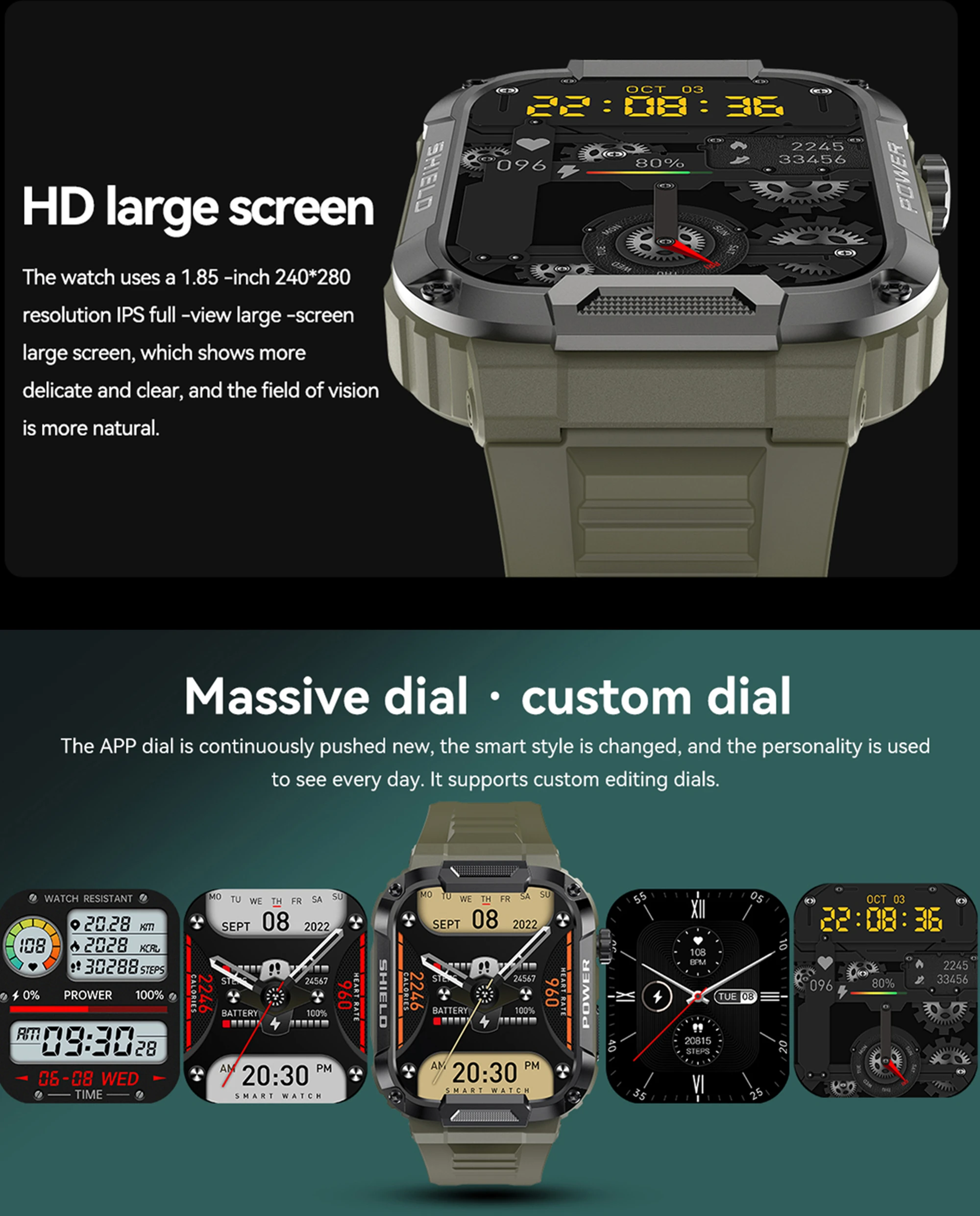 ο MK66 Ʈ ġ 1.85 ġ 400mAh ƮϽ ƮĿ  ̾ ɹڼ IP68   ȭ  Smartwatch
