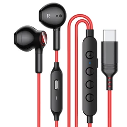 HiFi Surround Sound Wired Gaming Earbuds (Type C Black Red)