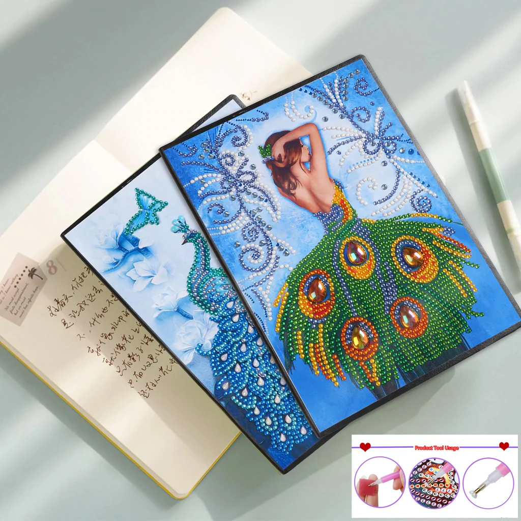 

Набор для алмазной живописи «сделай сам», блокнот с особым павлином, картина из страз, креативная фотография, подарок для детей, 48 страниц