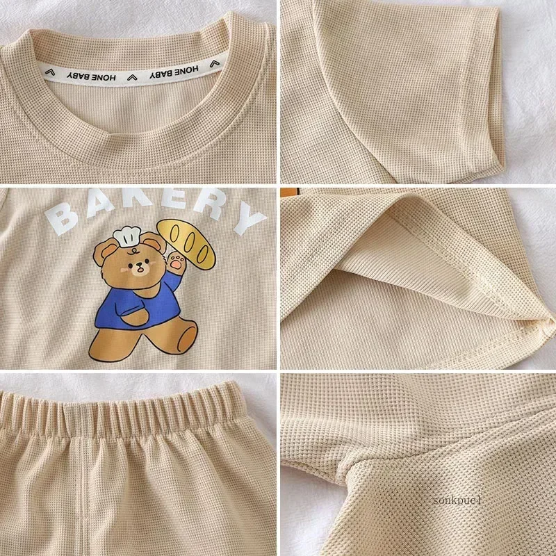 2 قطع الأطفال التي شيرت السراويل مجموعات ملابس الصيف الطفل صبي فتاة أزياء قصيرة الأكمام السراويل  الترفيه وتتسابق الاطفال زي