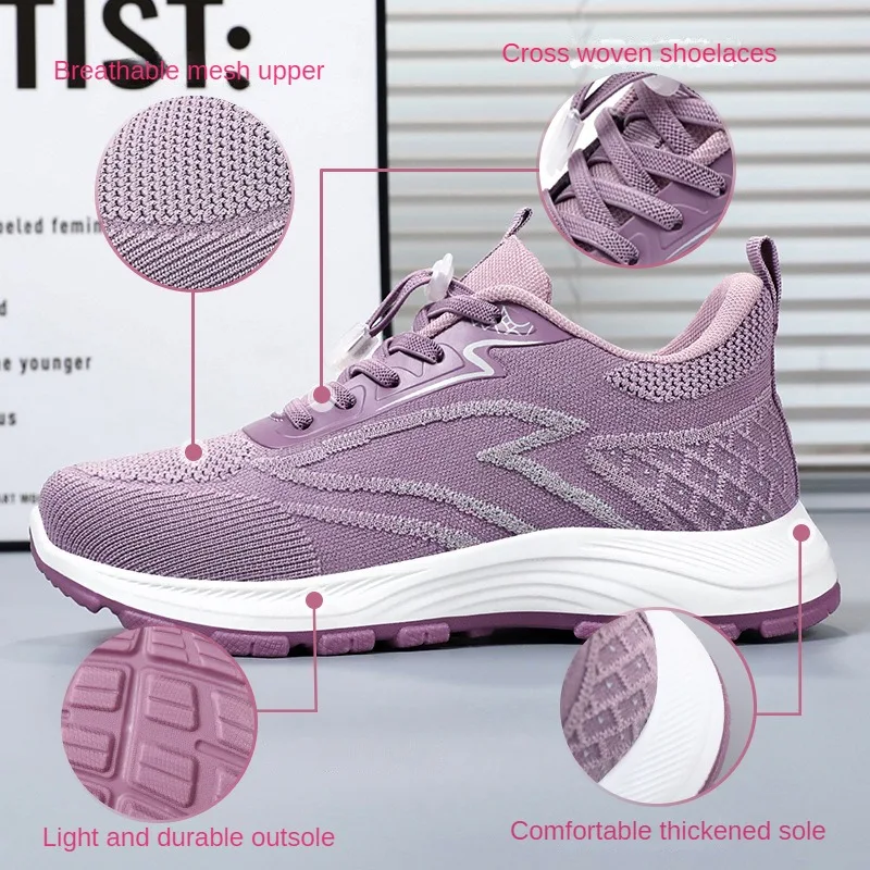 Walking shoes for women's spring 2024 sports have a textured, breathable, comfortable and high-quality single shoe trend