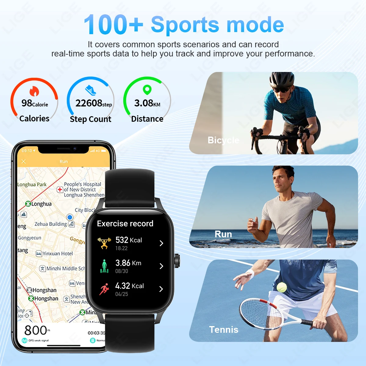 LIGE Fashion Smart Watch Women 1.85” HD Screen Custom Watch Face Women’s Health Monitor Watch Bluetooth Call Sports Smartwatches